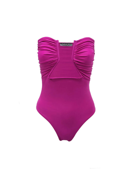 Nayades the Label women's swimsuit Coco de Mer One-Piece in Fuchsia, displayed on a ghost mannequin.