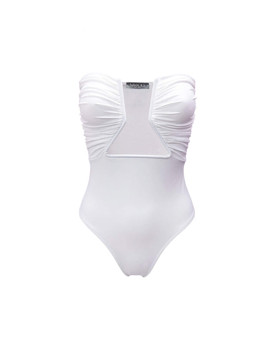 Nayades the Label women's swimsuit Coco de Mer One-Piece in White, displayed on a ghost mannequin.